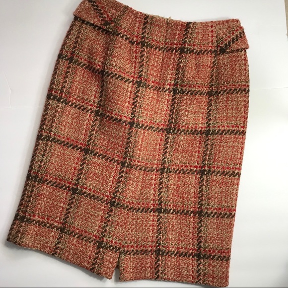 Talbots orange wool tweed lined skirt - Picture 6 of 10